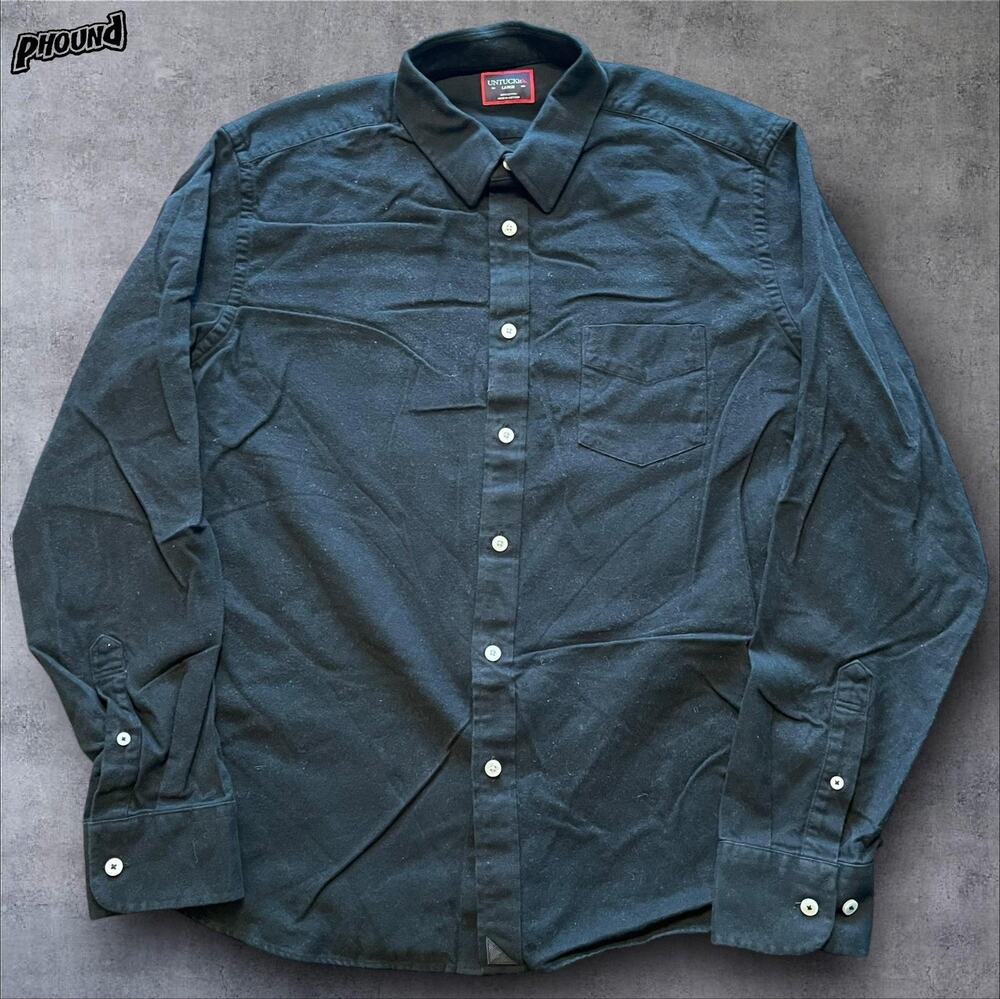 UNTUCKit Shirt Mens Large Black Long Sleeve Button Front Casual Cotton Pocket